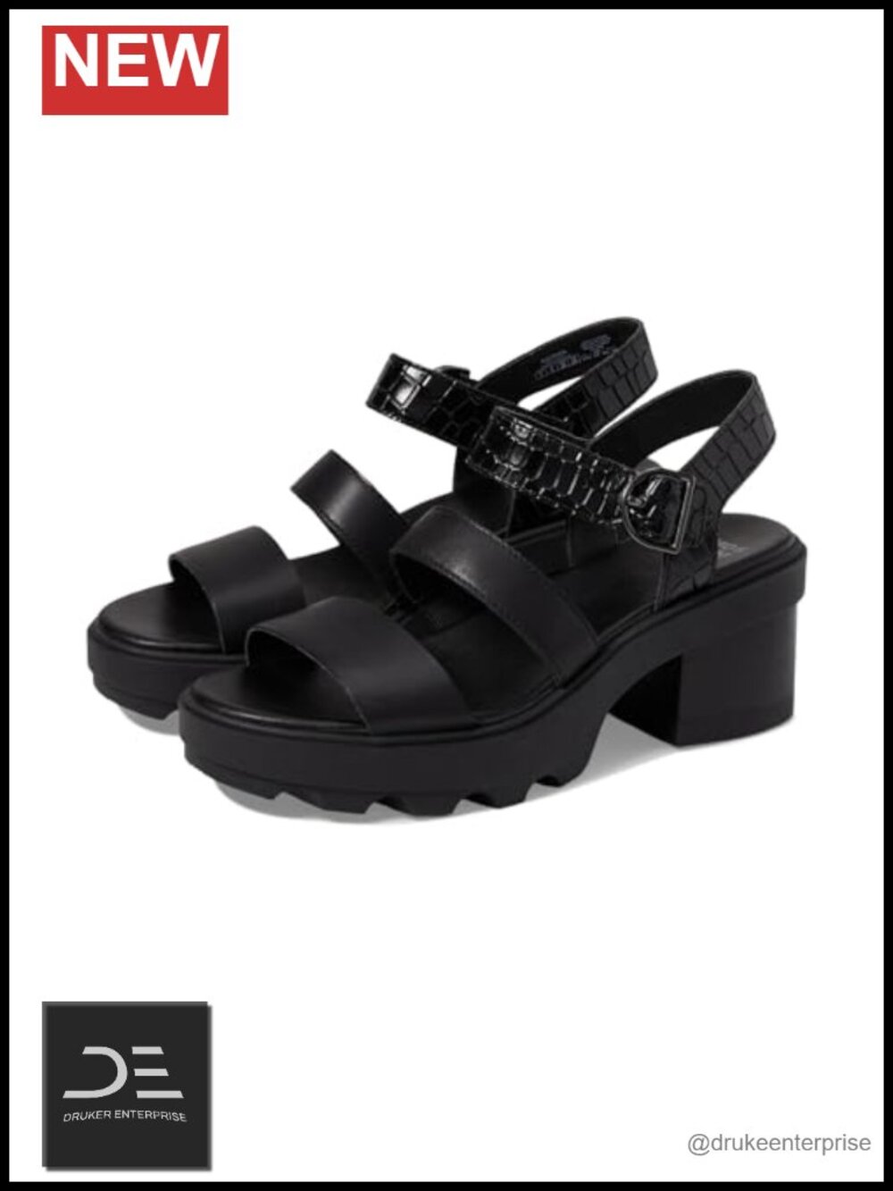 Sorel Joanie Heel Ankle Strap Sandals Women's Leather Open Toe Block Heel